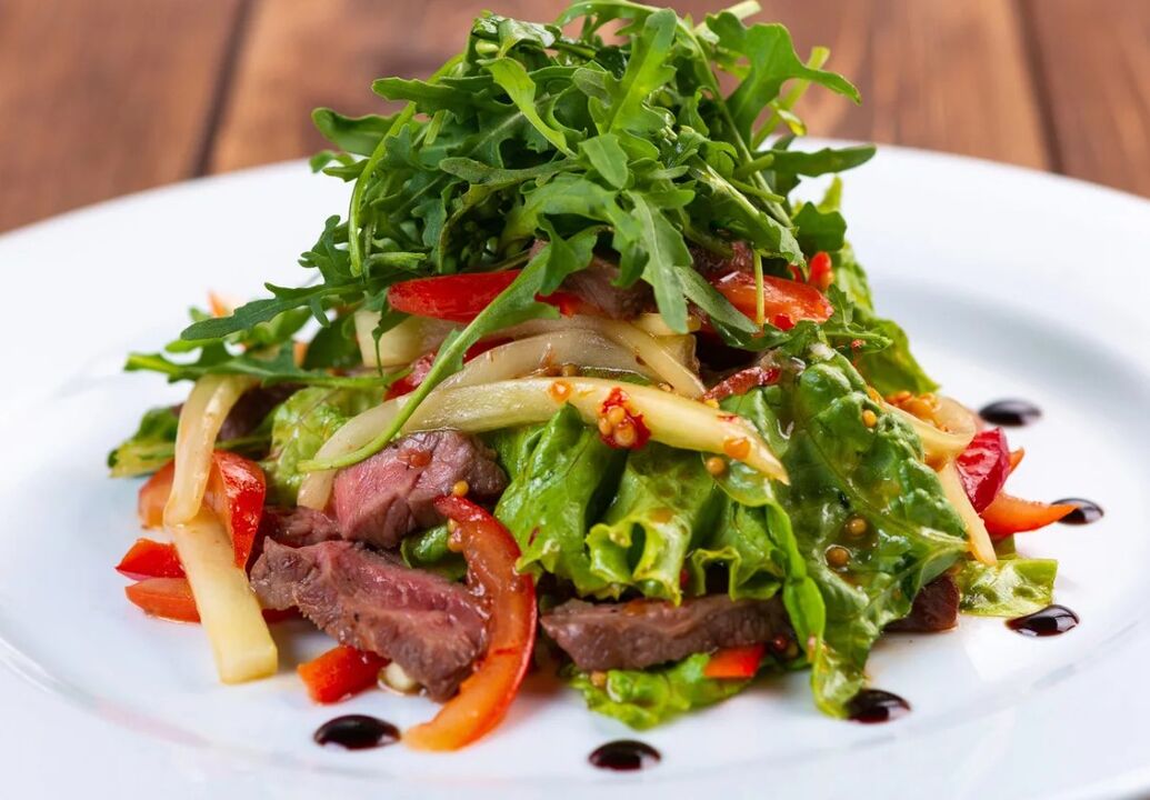 Cow and vegetable salad